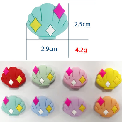 Silicone Focal Beads Shell Shape with Decorative Sparkles 2