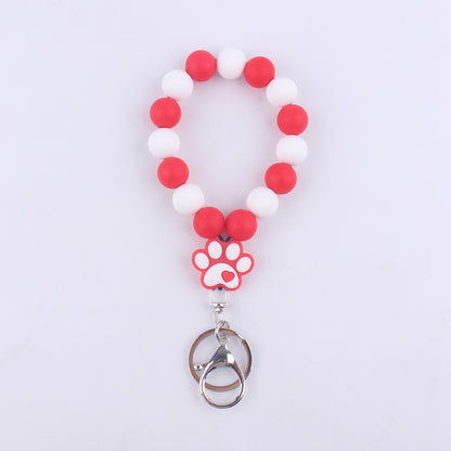 Dog Claw Silicone Bead Wristlet Keychain with Paw Charm 10