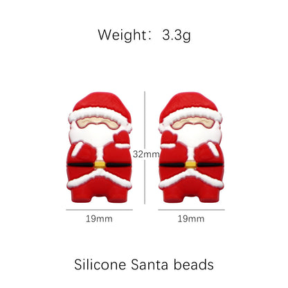 20pcs Silicone Focal Beads Christmas Santa Snowman Elk Deer Gingerbread Man 8