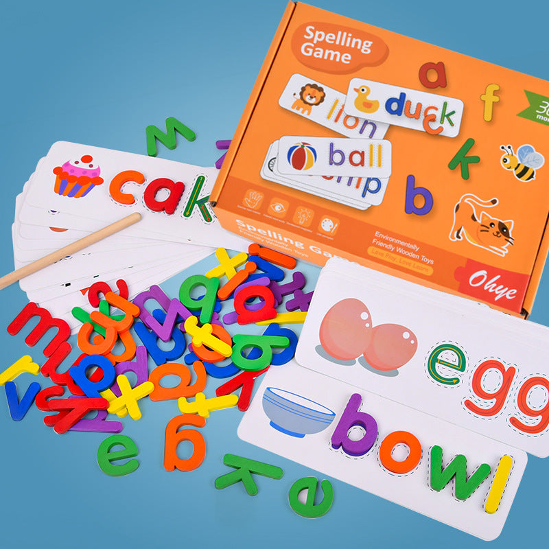Wooden Montessori Toys English Letter Card Spelling Educational Toy 6
