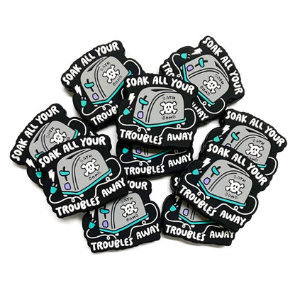 20Pcs Silicone Focal Beads Cartoon Fun Bread Maker With Text Soak All Your Troubles Away 3