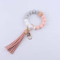 Octagonal Silicone Bead Wristlet Keychain with Tassel Charm 9