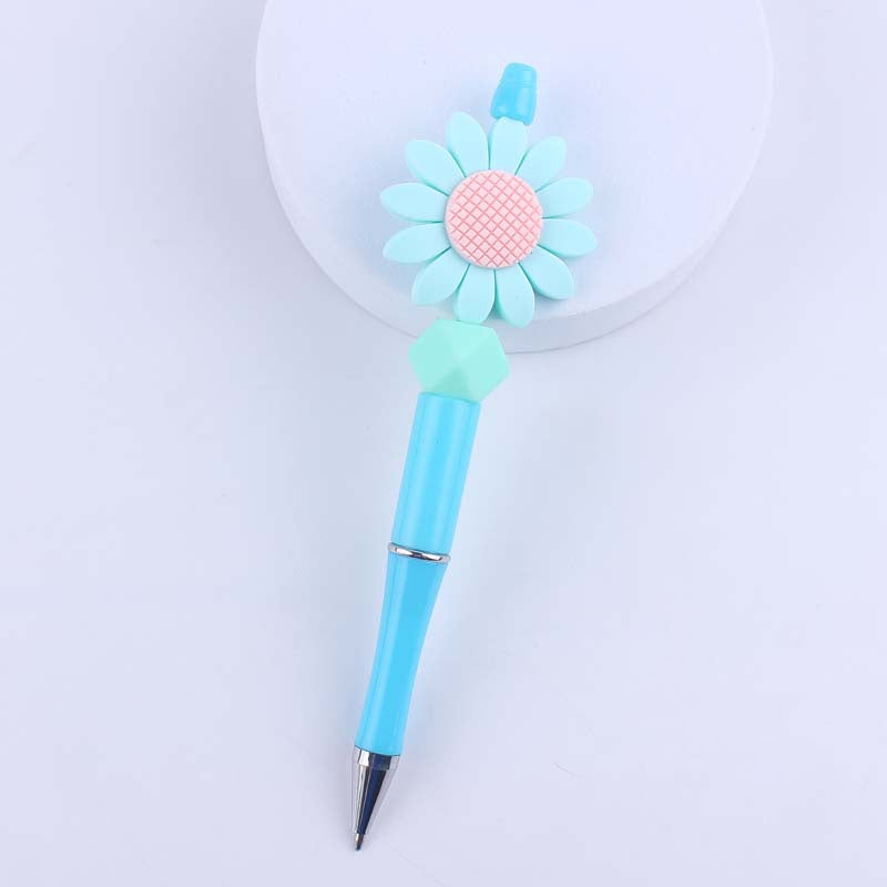 Flower Silicone Beaded Pens Handmade Novelty Ballpoint Pens Gift 7