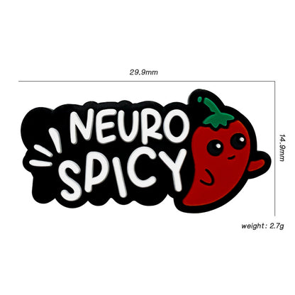 20pcs Silicone Focal Beads Chaotian Pepper with Printed Neuro Spicy Text 2