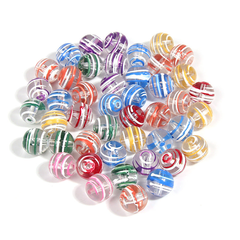 10pcs 16mm Striped Round Acrylic Beads for Jewelry Making 4