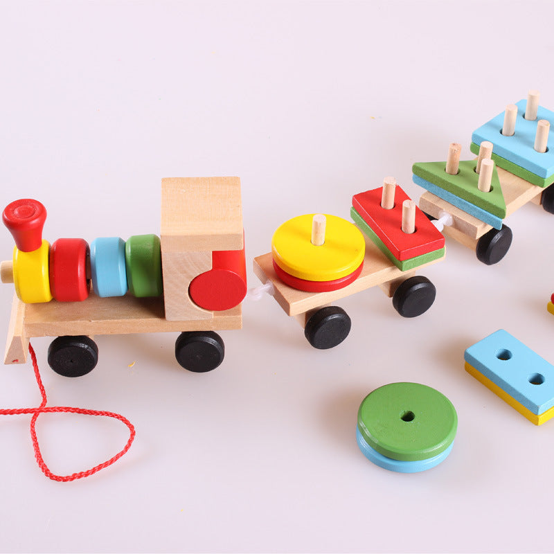Wooden Train Building Blocks Montessori Toys Fine Motor Skills 4