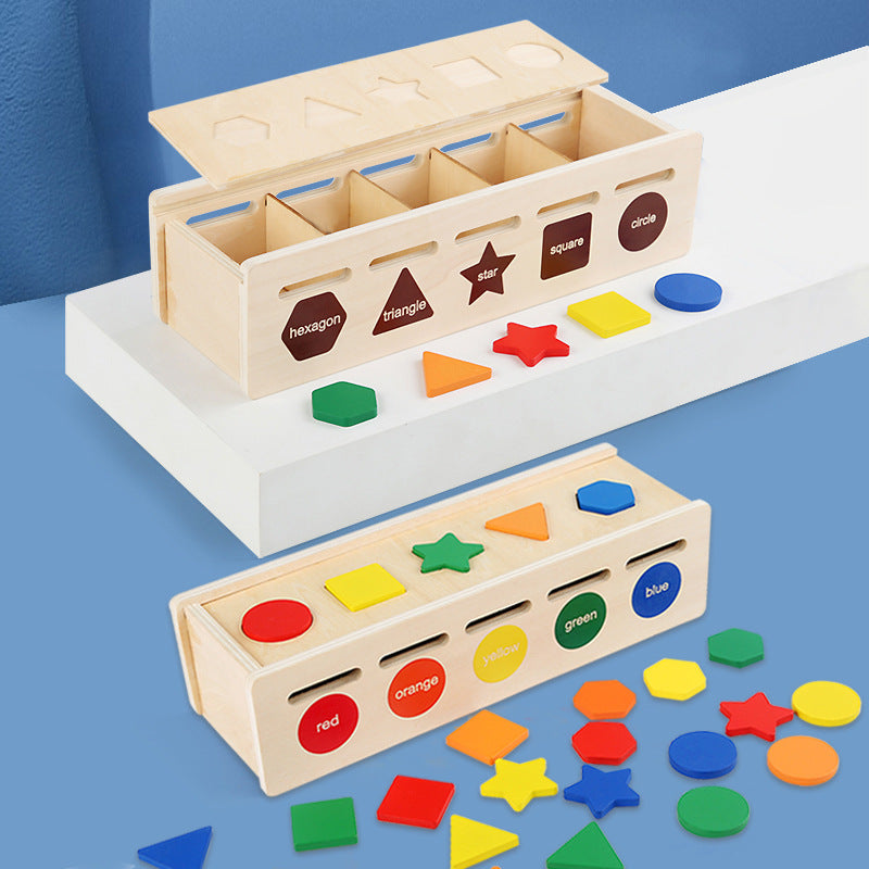 Wooden Shape Sorter Montessori Toys Educational Sorting Box 2