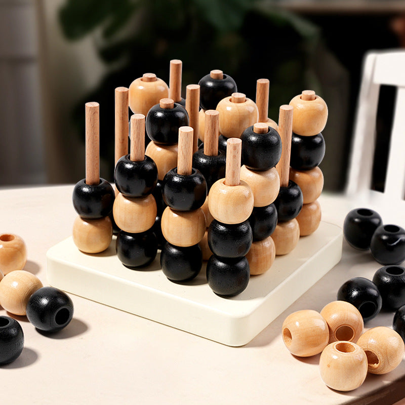 Wooden Montessori Toys Three-Dimensional Four-Player Chess Game 2