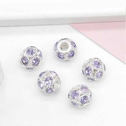 50pcs 8mm Metal Hollow Rhinestone Spacer Beads Silver and Gold 7
