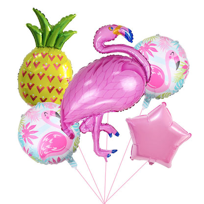 Rainforest Theme Flamingo Pineapple Foil Balloon Set Party Decoration 3