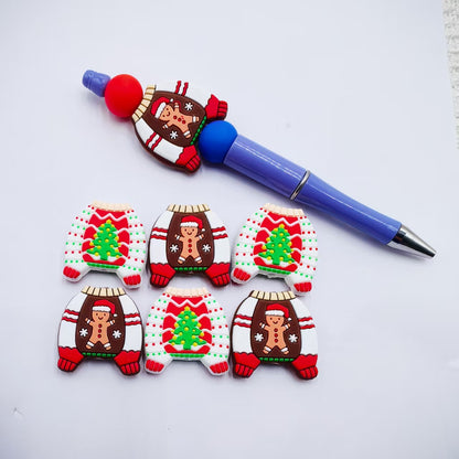 20pcs Silicone Focal Beads Christmas Tree Costume with Sweater Design 2