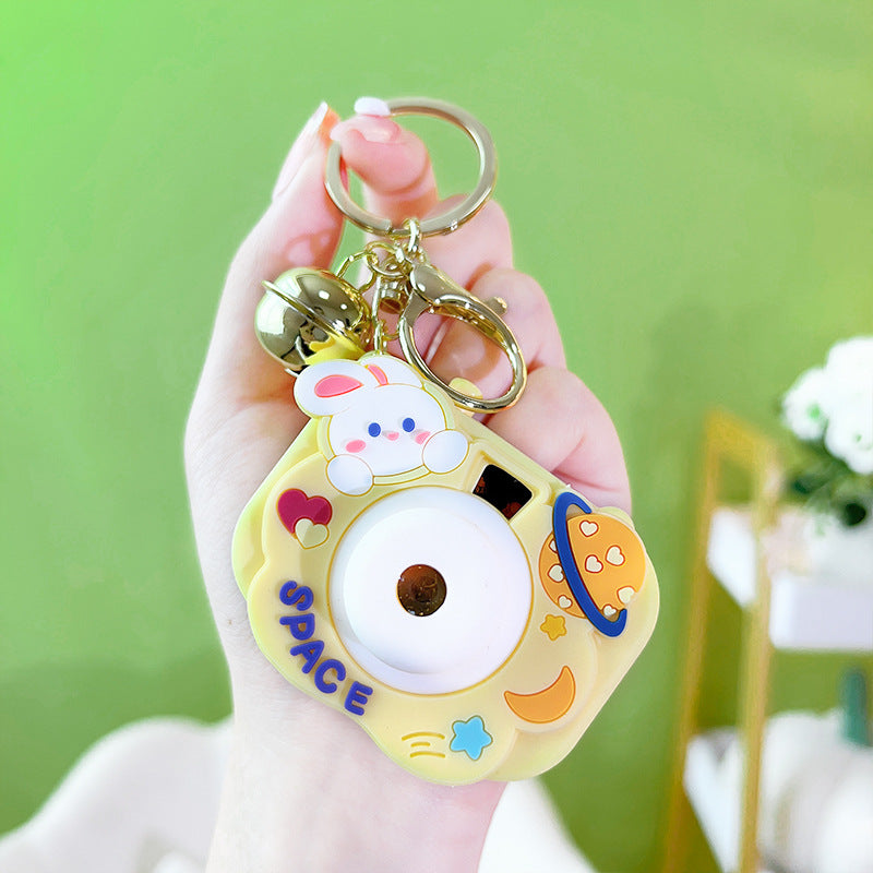 Light Up Rabbit Camera Plastic Keychain with Bell Charm 8