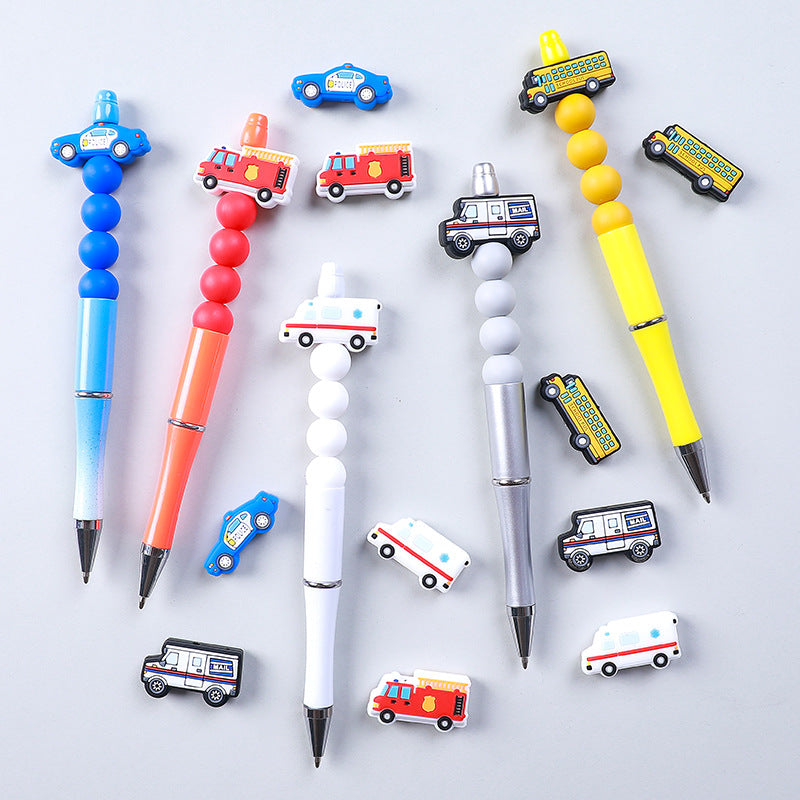 20pcs Silicone Focal Beads Mail Car with Police Fire Ambulance School Bus 3