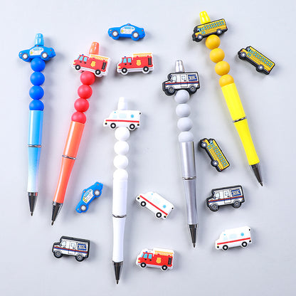 20pcs Silicone Focal Beads Mail Car with Police Fire Ambulance School Bus 3
