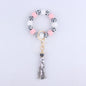 Leopard Print Silicone Bead Wristlet Keychain Tassel Charm 6