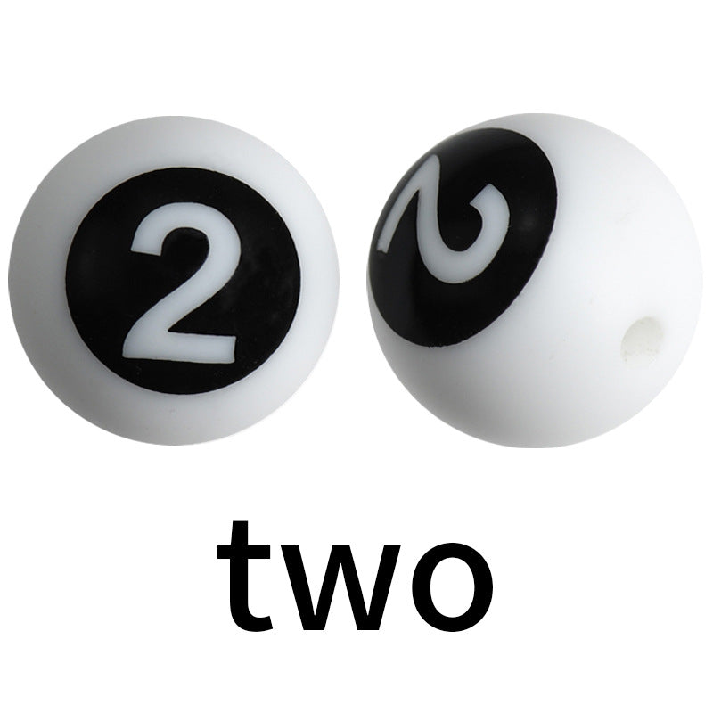 50pcs 15mm Silicone Number Beads Printed Design 8