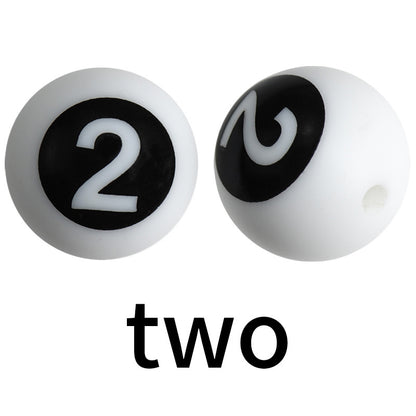 50pcs 15mm Silicone Number Beads Printed Design 8