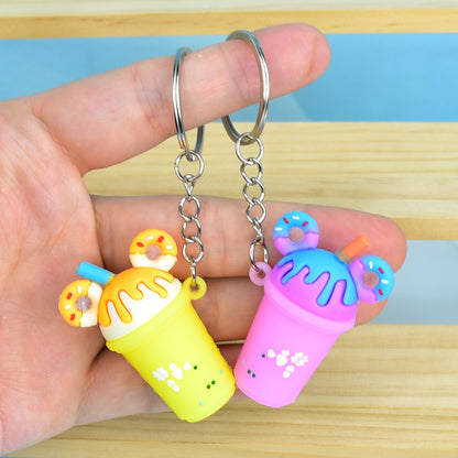 Milk Tea Soft Rubber Keychain Cute Drink Charm 3