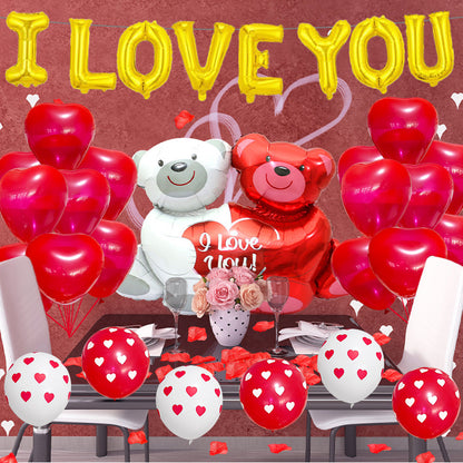 I Love You Foil Balloon Set Valentine's Day Conjoined Bear 20x25x1.5cm 4