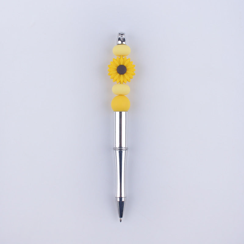 Daisy Flower Silicone Beaded Pens Colorful Handmade Gift 11