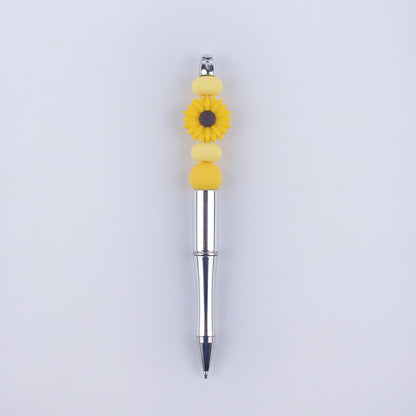 Daisy Flower Silicone Beaded Pens Colorful Handmade Gift 11