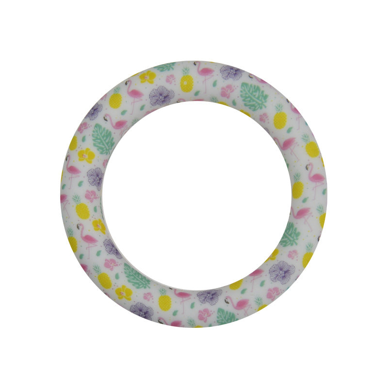 65mm Printed Silicone Beads Rings Multi Color Design 16