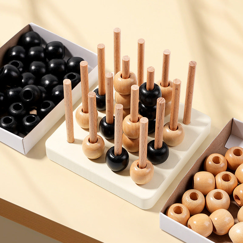 Wooden Montessori Toys Three-Dimensional Four-Player Chess Game 3