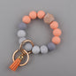 Leather PU Tassel Silicone Bead Wristlet Keychain Small Size 7