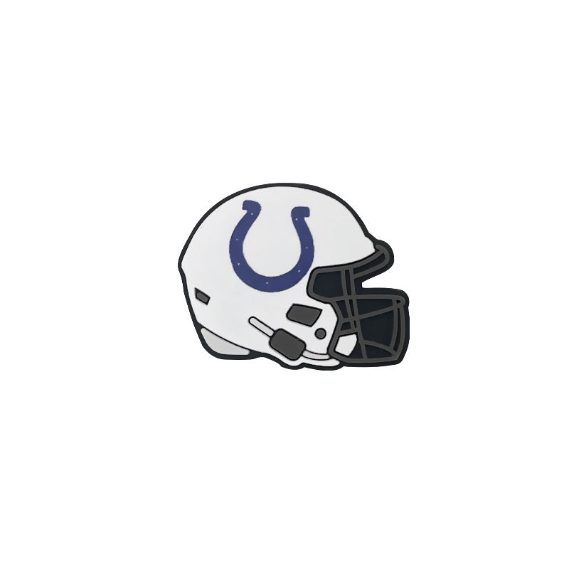 20pcs Silicone Focal Beads Football Helmet Printed Design 36