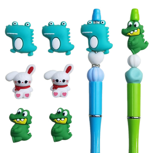 20Pcs Silicone 3D Focal Beads Cute Animal Dinosaur Bunny Variety Set