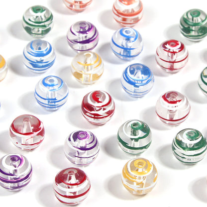 10pcs 16mm Striped Round Acrylic Beads for Jewelry Making 3