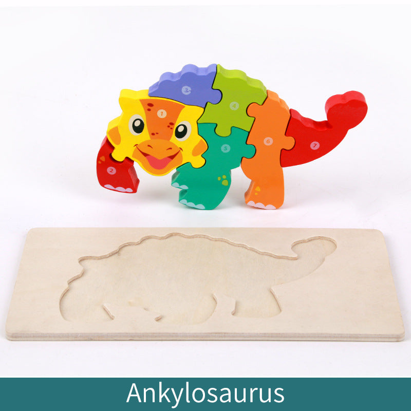 Wooden Building Blocks Animal Traffic Shapes Matching 3D Puzzle Toy 42