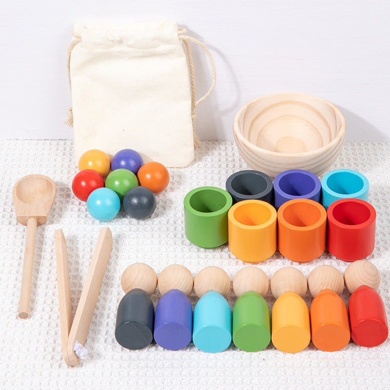 Wooden Montessori Toys 7-Color Ball Classification Cup Sorting Toy 5