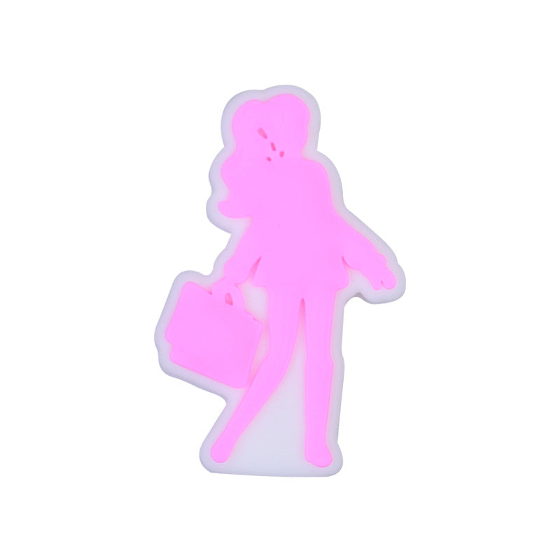 20pcs Silicone Focal Beads Girl Silhouette Carrying Bag