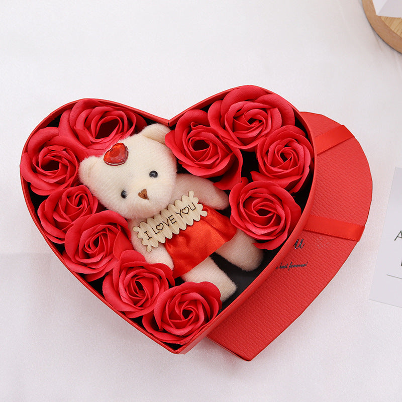 Soap Flower Bear Heart Shape Gift Box Valentine's Day Gift 6