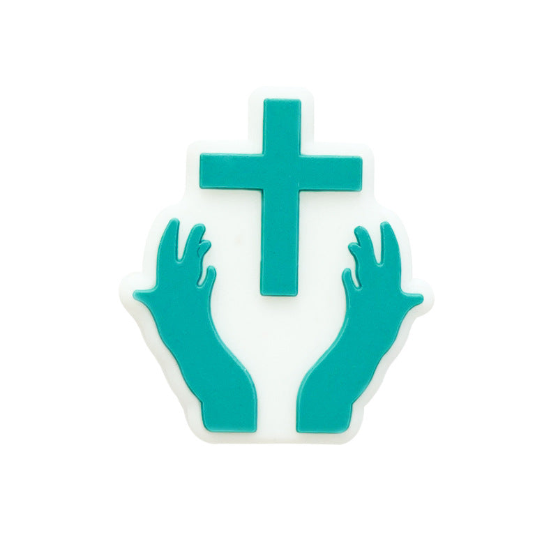 20pcs Silicone Focal Beads Pacifier Chain Hands Holding Cross 6