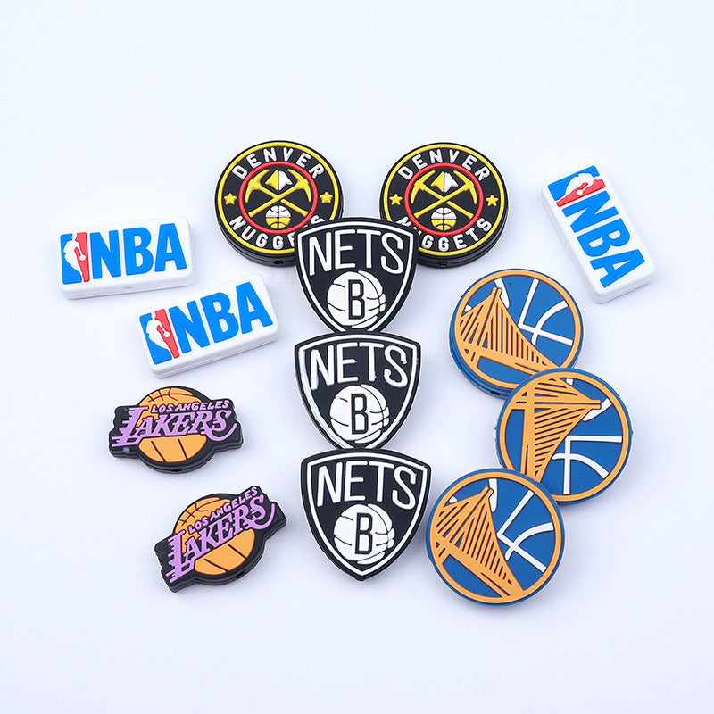 20pcs Silicone Focal Beads Basketball Team Logo Variety Set 2