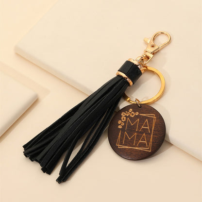 Western Wooden Mama Tassel Keychain Metal Accessory 7