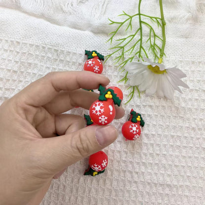 20Pcs Silicone 3D Focal Beads Christmas Snowflake Lights Holly Detail 3