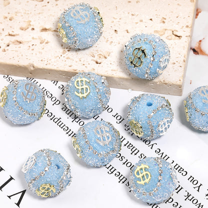 5pcs 19mm Dollar Bill Rhinestone Beads DIY Jewelry Making 10