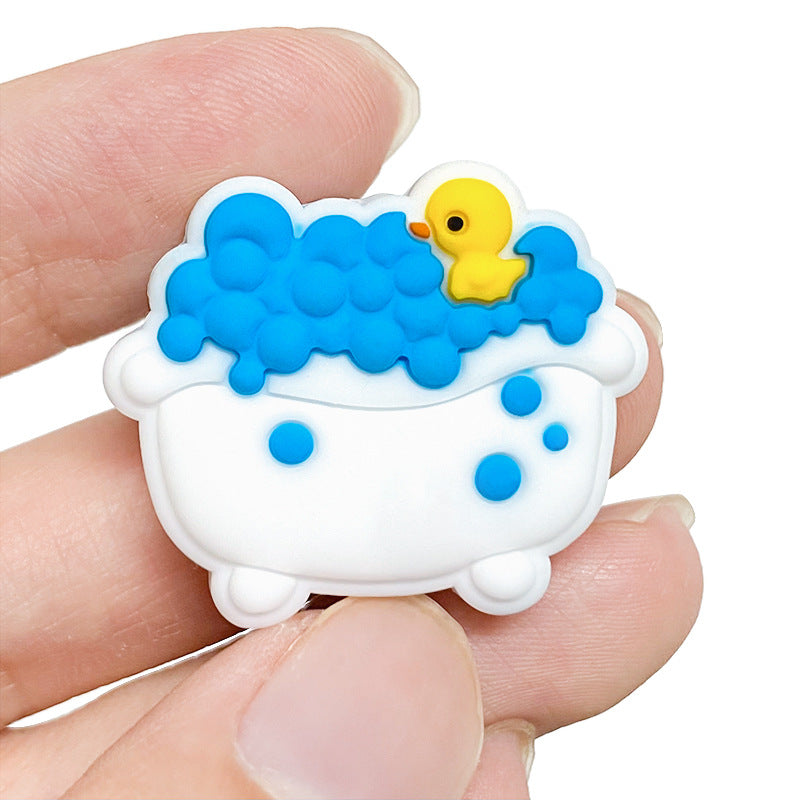 20Pcs Silicone Focal Beads Bath Tub with Blue Foam and Duck 5