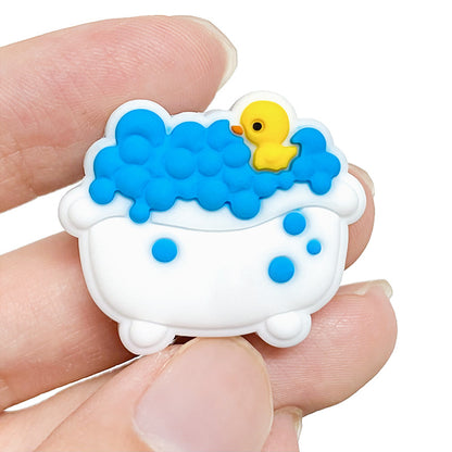 20Pcs Silicone Focal Beads Bath Tub with Blue Foam and Duck 5