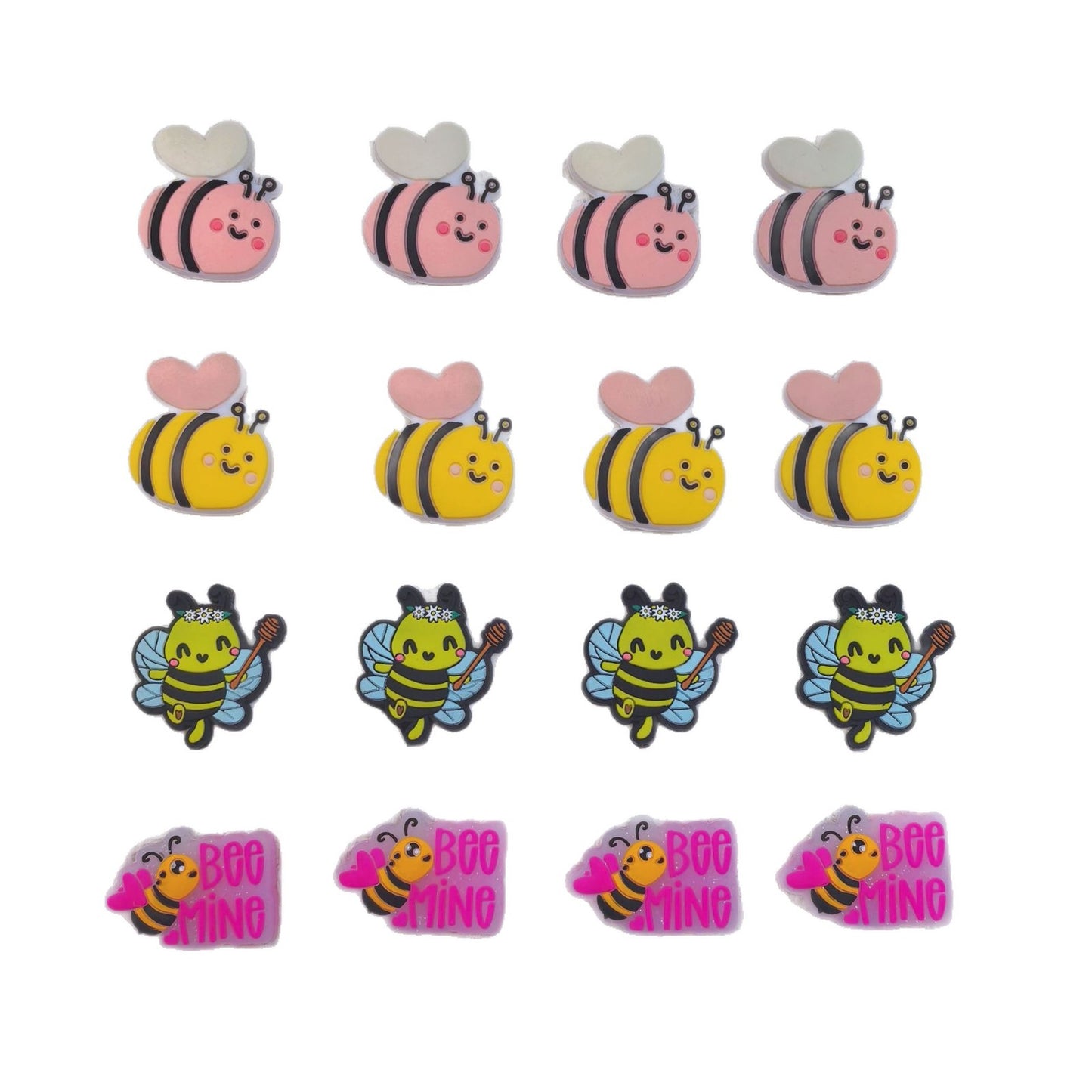20Pcs Silicone Focal Beads Multi Type Small Bees Assorted Designs 5