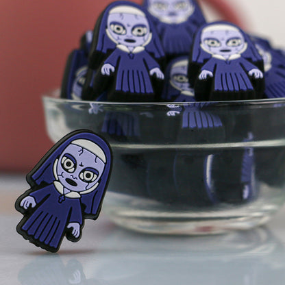 20pcs Silicone Focal Beads Halloween Purple Nun Cracked Face 2