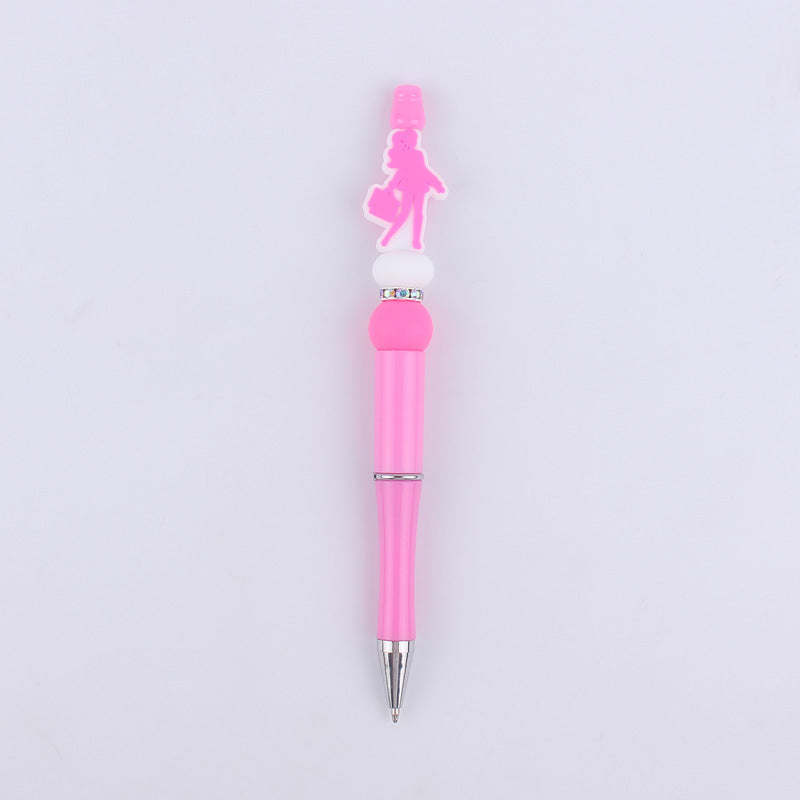Pink Heart Silicone Beaded Pens Handmade Novelty Office School Gift 21