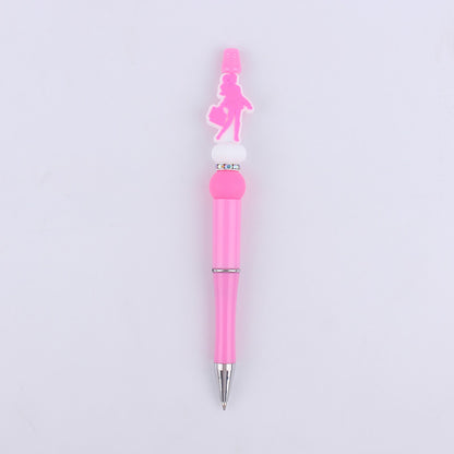 Pink Heart Silicone Beaded Pens Handmade Novelty Office School Gift 21