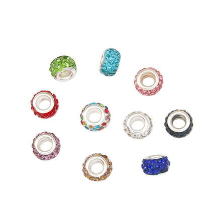 50pcs 12mm 3-Row Large Hole Rhinestone Spacer Beads DIY Jewelry Making