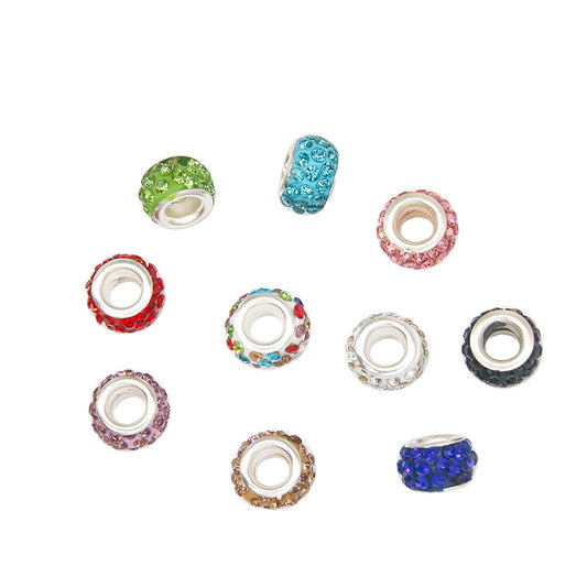 50pcs 12mm 3-Row Large Hole Rhinestone Spacer Beads DIY Jewelry Making