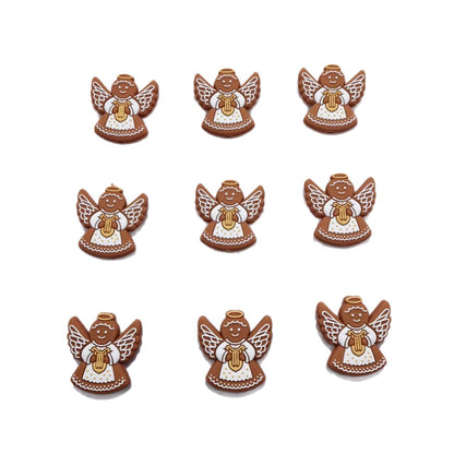 20Pcs Silicone Focal Beads Gingerbread Man Angel With Halo and Wings 5