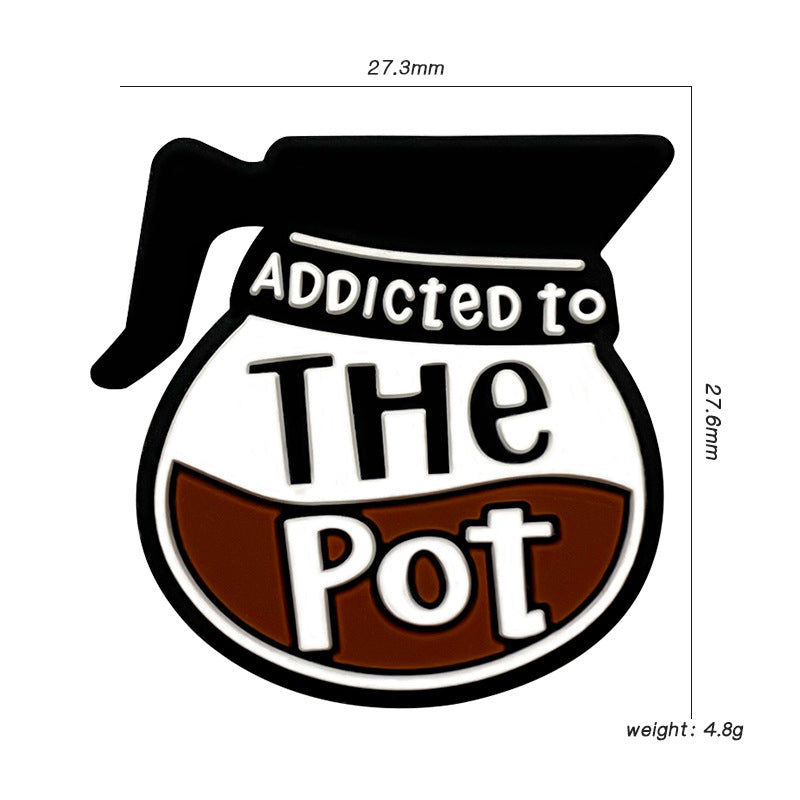 20Pcs Silicone Focal Beads Coffee Pot with Addicted to The Pot Text 2